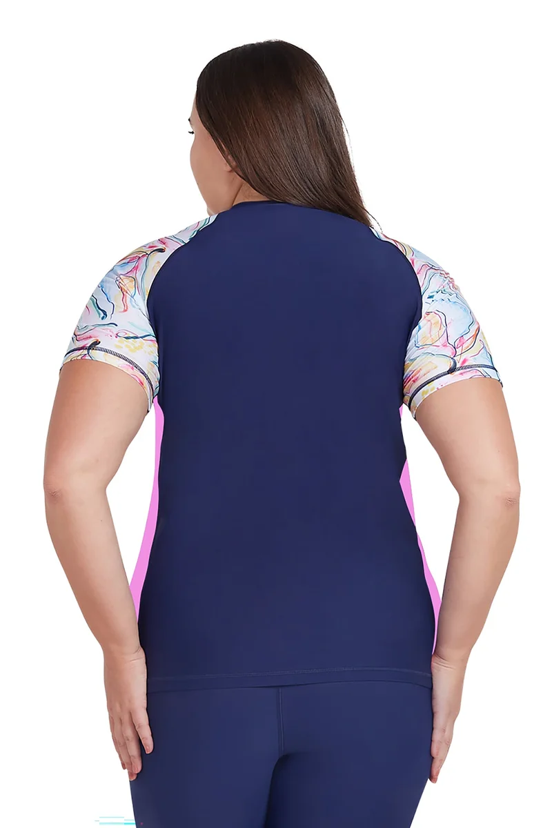COEGA SUNWEAR  COEGA  Ladies Ladies Rashguard Short Sleeve - Blue Pink Marble for Women | Best Price UAE